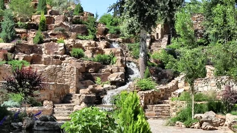 Beautiful waterfall from the cliff in the park. Stock Footage 156093002