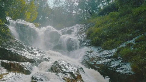 Beautiful waterfall close-up Stock Footage 73649612