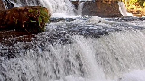 Beautiful waterfall close up view Stock Footage 100963597