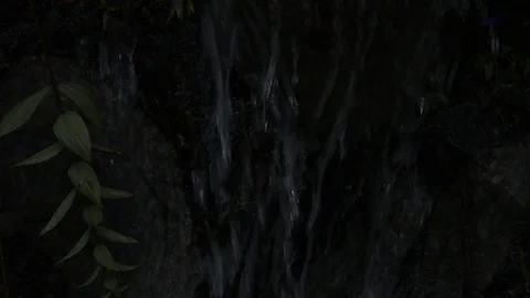 Beautiful Waterfall In Dark Forest Stock Footage 129490108