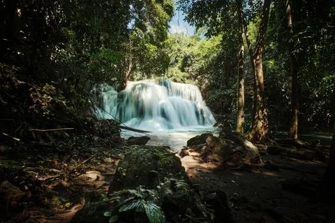 The beautiful waterfall in deep forest Stock Photos
