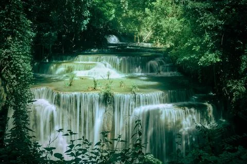 The beautiful waterfall in deep forest Stock Photos