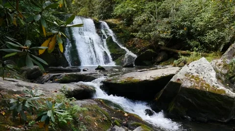 Beautiful waterfall deep in the forest wilderness Stock-Footage 68465675