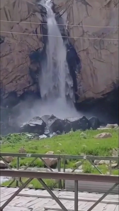Beautiful Waterfall with Flowing Stream – Tranquil Nature Scene Stock Footage 314264968