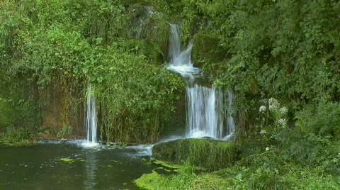 Beautiful waterfall in forest Stock Footage 620189