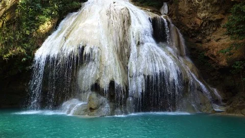 Beautiful waterfall in forest Stock Footage 82774986