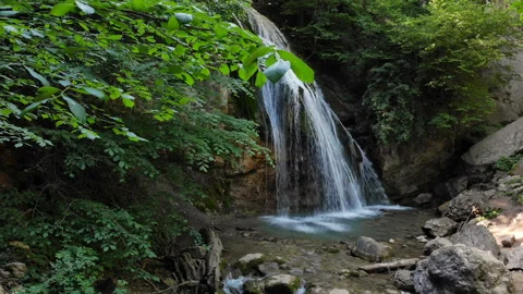 Beautiful Waterfall In The Forest Stock Footage 95675012