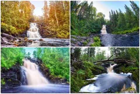 Beautiful waterfall in forest Stock Photos