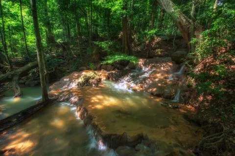 Beautiful waterfall in forest Stock Photos