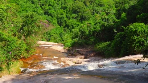 Beautiful waterfall with a huge drop. Stock Footage 329080776