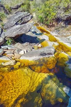 Beautiful waterfall in the Ibitipoca State park valley, Minas Gerais, Brazil Stock Photos