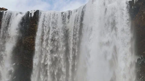 Beautiful waterfall in Iceland close-up Stock Footage 89809125