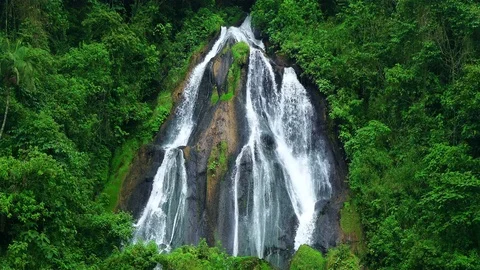 Beautiful Waterfall inside forest. Waterfalls at Santa Rosa de Cabal, Colombia. Stock Footage 77104708