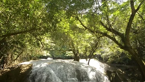 Beautiful waterfall in a jungle. Stock Footage 104038654