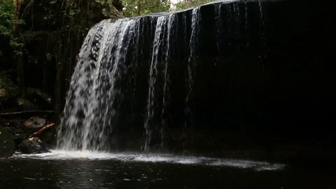 Beautiful waterfall landscape. Waterfall in forest Stock Footage 81609445