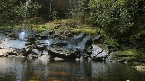 Beautiful waterfall landscape. Waterfall in forest. Stock-Footage 111133409