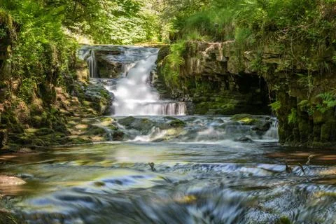 A beautiful waterfall located in Snowdonia National Park, Gwynedd, Wales, UK Stock Photos
