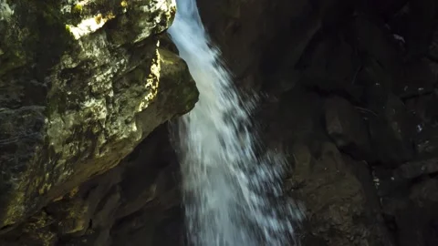 A beautiful waterfall in a mountain canyon. Stock Footage 152525443