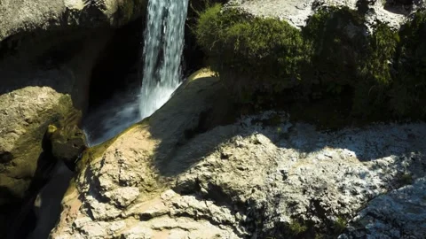 A beautiful waterfall in a mountain canyon. Stock Footage 152525445