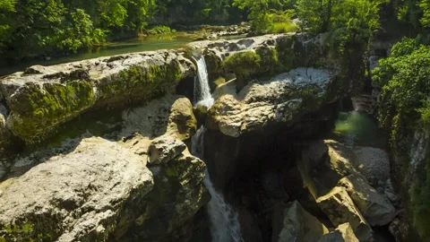 A beautiful waterfall in a mountain canyon. Stock Footage 152525542