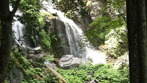 A beautiful waterfall in the mountains Video stock 99314450