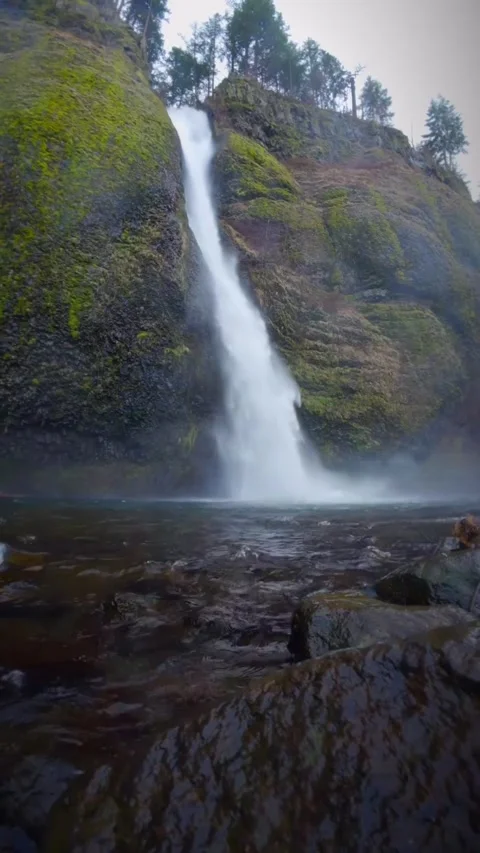 Beautiful waterfall in the mountains Stock Footage 273996900