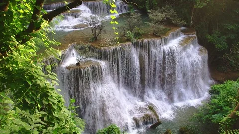 Beautiful waterfall in the national park forest Stock Footage
