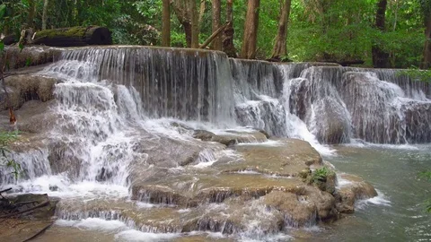 Beautiful waterfall in the national park forest Stock Footage 80575853