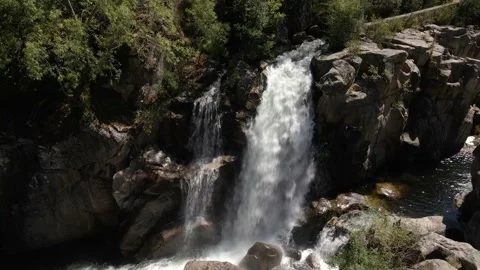 Beautiful waterfall next to Ponte da Misarela, Portugal Stock Footage 171881589