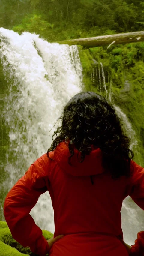 Beautiful Waterfall In Oregon. Vertical video. Video stock 336191032