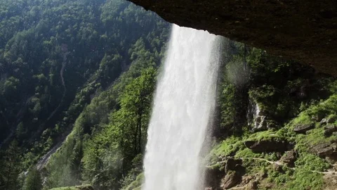 Beautiful waterfall over cliff in slow motion Stock Footage 71567274