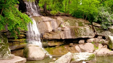 Beautiful waterfall in the park Stock Footage 8765092