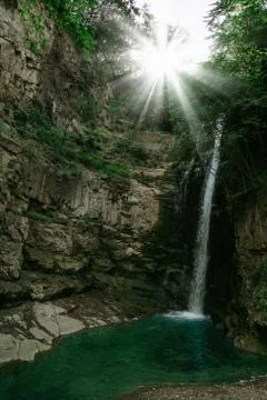 Beautiful waterfall. 스톡 사진