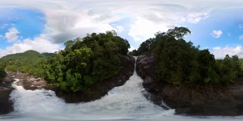 Beautiful waterfall in the rainforest. Bopath Falls. 360 panorama VR. Sri Lanka 動画素材 234389625