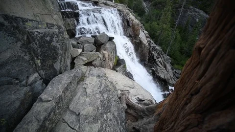 Beautiful waterfall on river in forest in mountains Stock Footage 101681984
