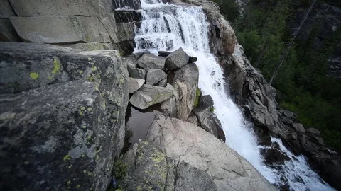 Beautiful waterfall on river in forest in mountains Stock Footage 101682014
