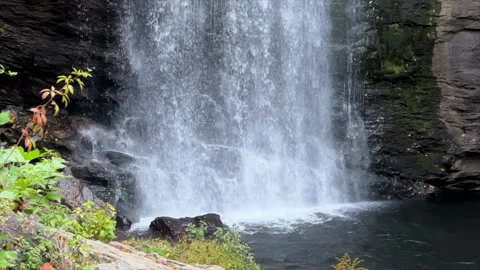 Beautiful Waterfall in Slow Motion Up Close Stock Footage 254608834