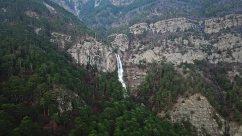 Beautiful waterfall in slow-motion during summertime. Stock Footage 156087899