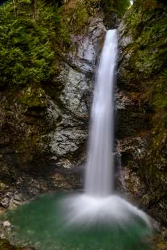 Beautiful waterfall in Spring. Stock Photos