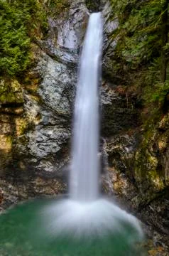 Beautiful waterfall in Spring. Stock Photos