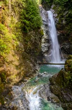 Beautiful waterfall in Spring. Stock Photos