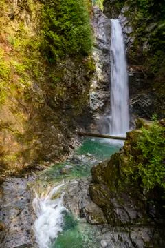 Beautiful waterfall in Spring. Stock Photos