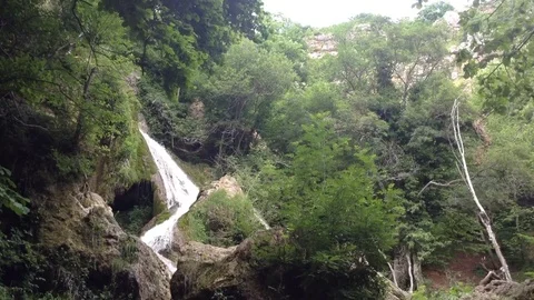 Beautiful Waterfall Su Uchkhan in the Forest In Crimea , Russia Stock Footage 82299161