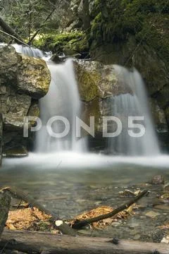 A beautiful Waterfall surrounds by a forest Stock Photos