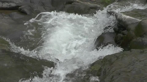 Beautiful Waterfall Water Falls on Big Rocks From Hills Nature Footage Stock Footage