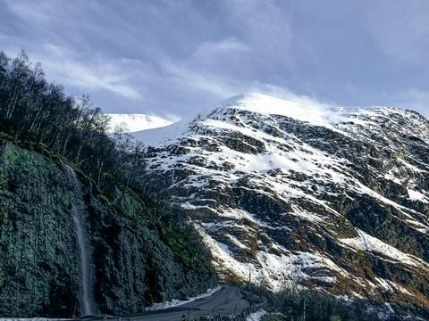 A beautiful waterfall in winter Stock Photos