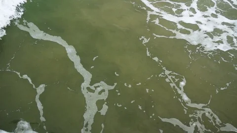 Beautiful wave with foam top view slow mo Stock-Footage 82791721