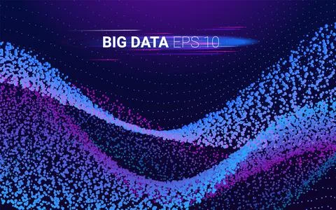 Beautiful wave shaped array of glowing dots. Dynamic particles sound wave Stock Illustration