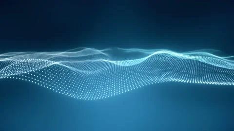 Beautiful wave technology digital blue background, 3d rippling surface loop Stock Footage 219400280