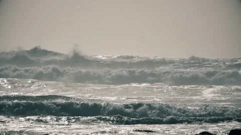 Beautiful waves of the Atlantic ocean Stock Footage 131245187